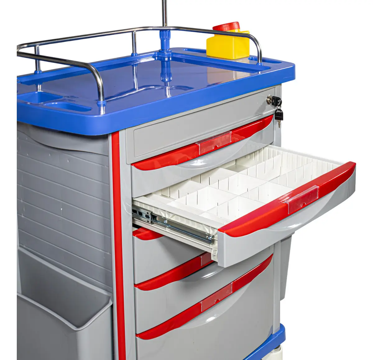 Carro Emergencia Rojo Paro Abs Aluminio 5 Cajones