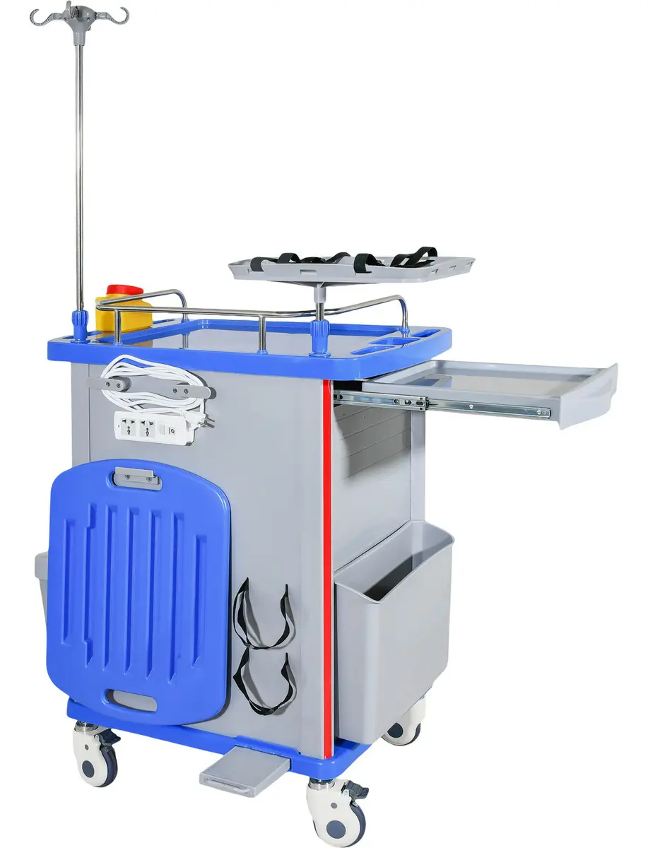Carro Emergencia Rojo Paro Abs Aluminio 5 Cajones