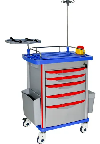 Carro Emergencia Rojo Paro Abs Aluminio 5 Cajones