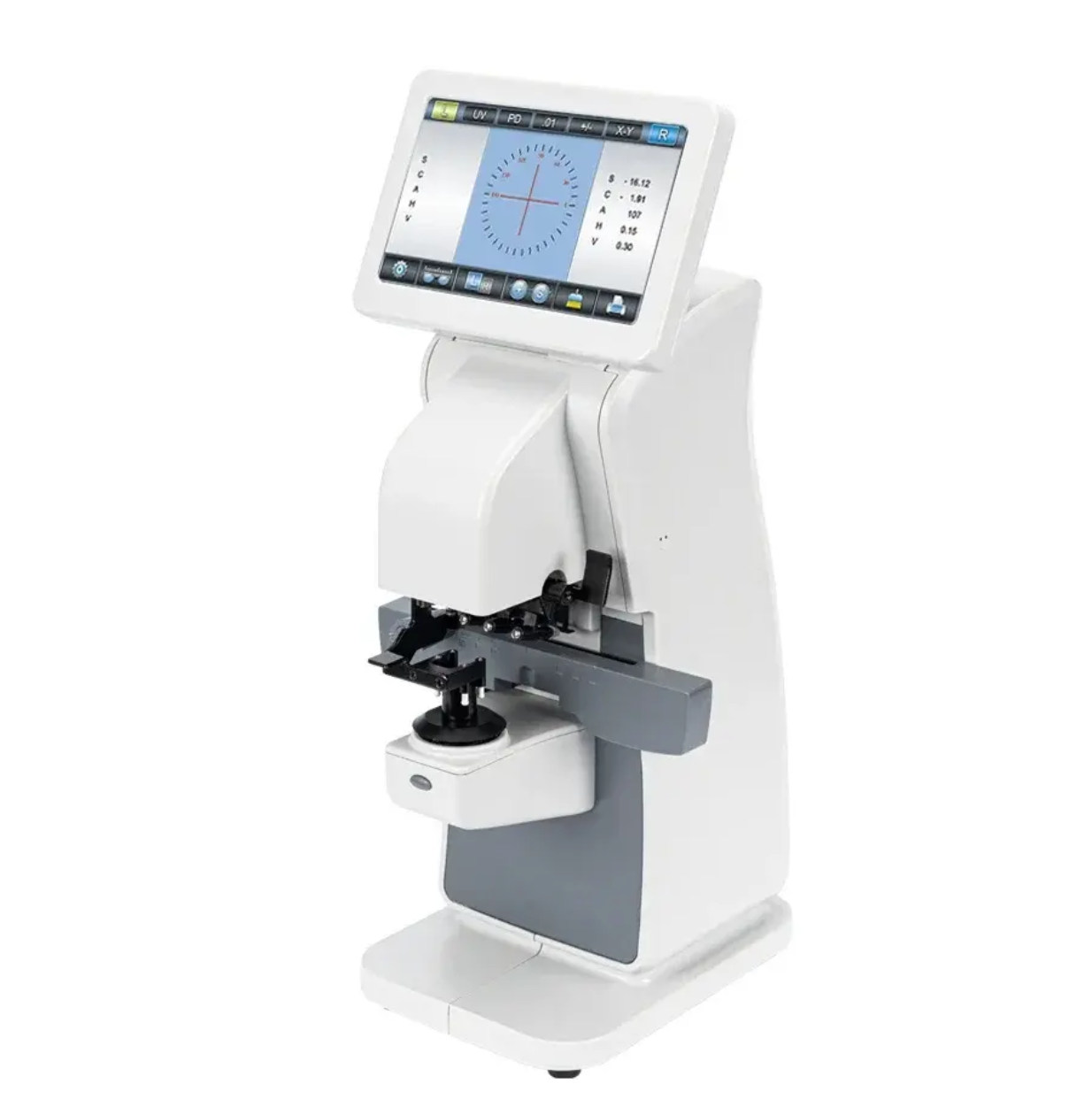 El LM-260 está diseñado para analizar una amplia variedad de cristales:Lenses monofocales, bifocales y progresivas.Lentes de sol y cristales polarizados.Lentes de alto índice de refracción o alta dispersión.Lentes de contacto (mediante un adaptador especial).